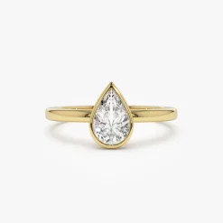 0.75 - 1.50 ctw 14k Bezel Setting Pear Shaped Lab Grown Diamond Engagement Ring - Arianna