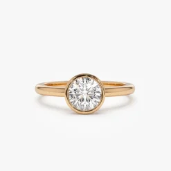 0.75 - 1.50 ctw 14k Bezel Setting Round Shape Lab Grown Diamond Engagement Ring - Lydia