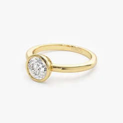 0.75 - 1.50 ctw 14k Bezel Setting Round Shape Lab Grown Diamond Engagement Ring - Lydia