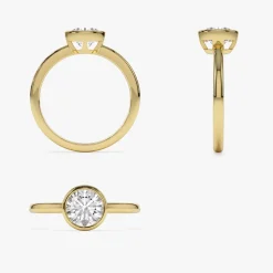 0.75 - 1.50 ctw 14k Bezel Setting Round Shape Lab Grown Diamond Engagement Ring - Lydia