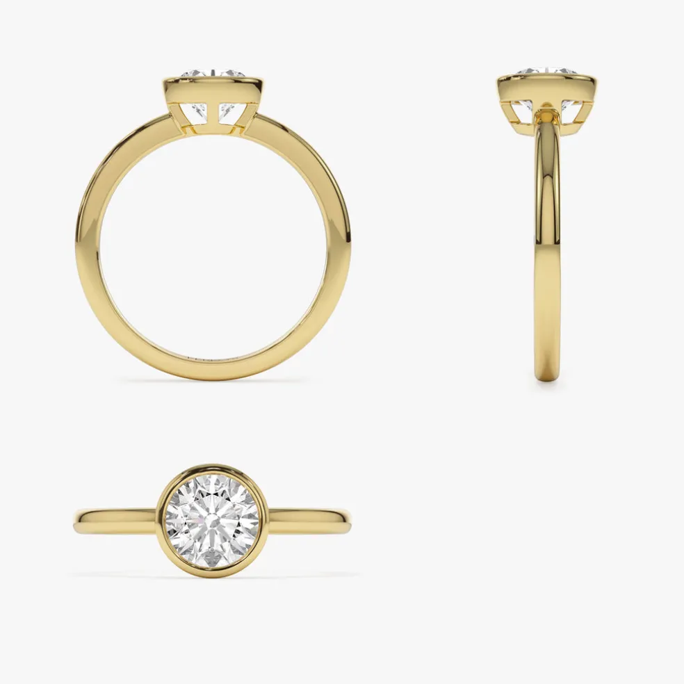 0.75 - 1.50 ctw 14k Bezel Setting Round Shape Lab Grown Diamond Engagement Ring - Lydia
