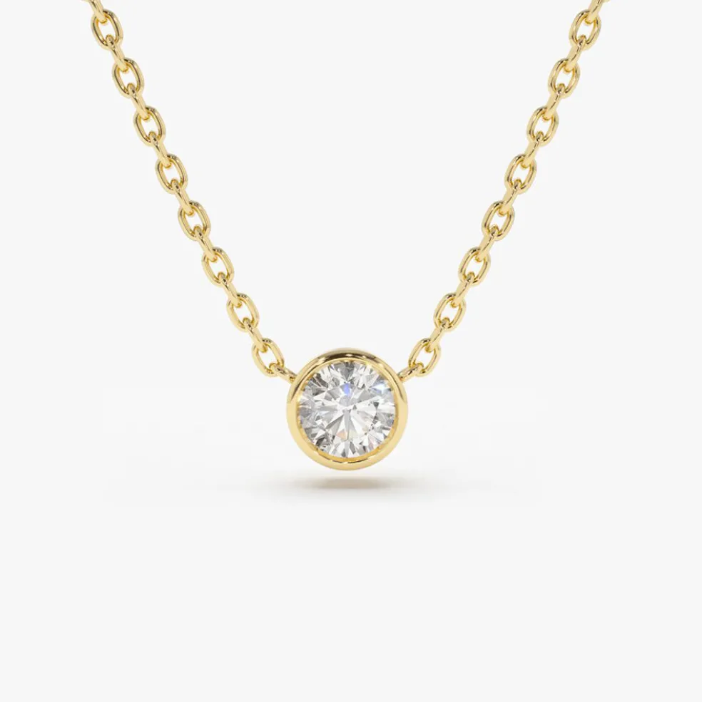 0.50 - 1.00 ctw 14k Bezel Setting Round Diamond Lab Grown Solitaire Necklace - Reina