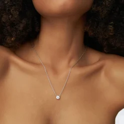 0.50 - 1.00 ctw 14k Bezel Setting Round Diamond Lab Grown Solitaire Necklace - Reina