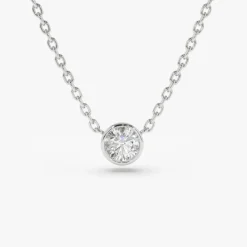 0.50 - 1.00 ctw 14k Bezel Setting Round Diamond Lab Grown Solitaire Necklace - Reina