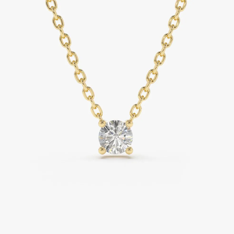 0.50 - 1.00 ctw 14k Four Prong Round Diamond Lab Grown Solitaire Necklace - Noah