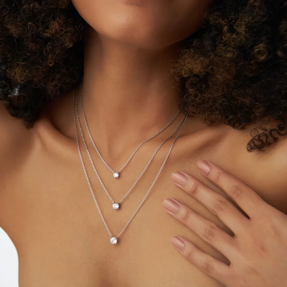 0.50 - 1.00 ctw 14k Four Prong Round Diamond Lab Grown Solitaire Necklace - Noah