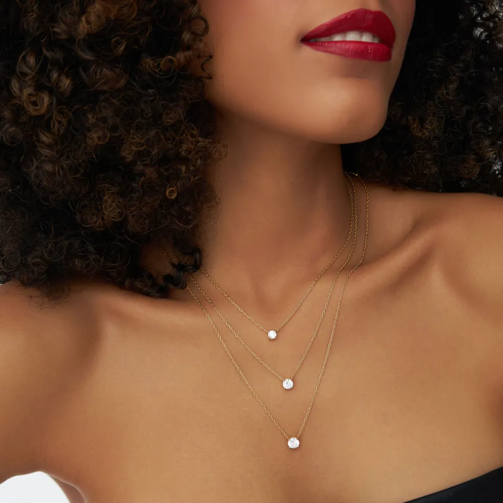 0.50 - 1.00 ctw 14k Four Prong Round Diamond Lab Grown Solitaire Necklace - Noah