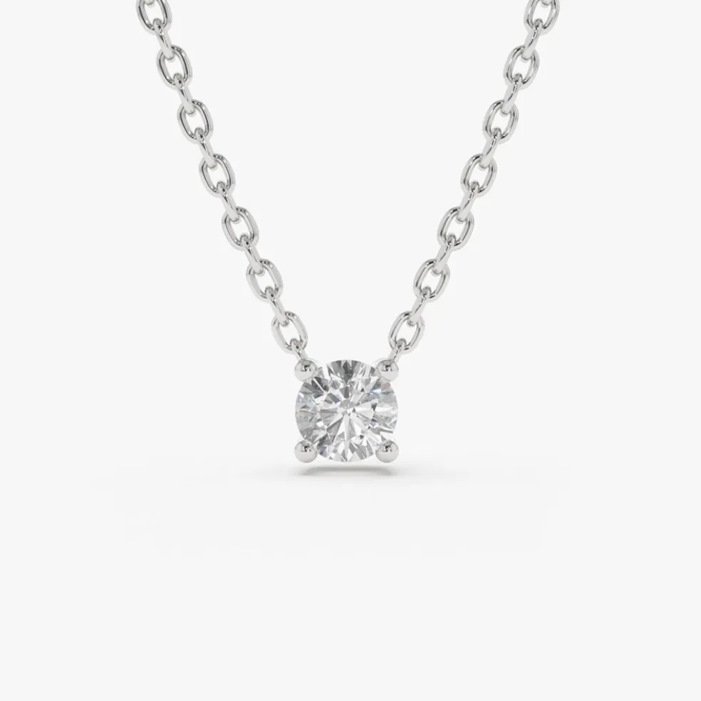 0.50 - 1.00 ctw 14k Four Prong Round Diamond Lab Grown Solitaire Necklace - Noah
