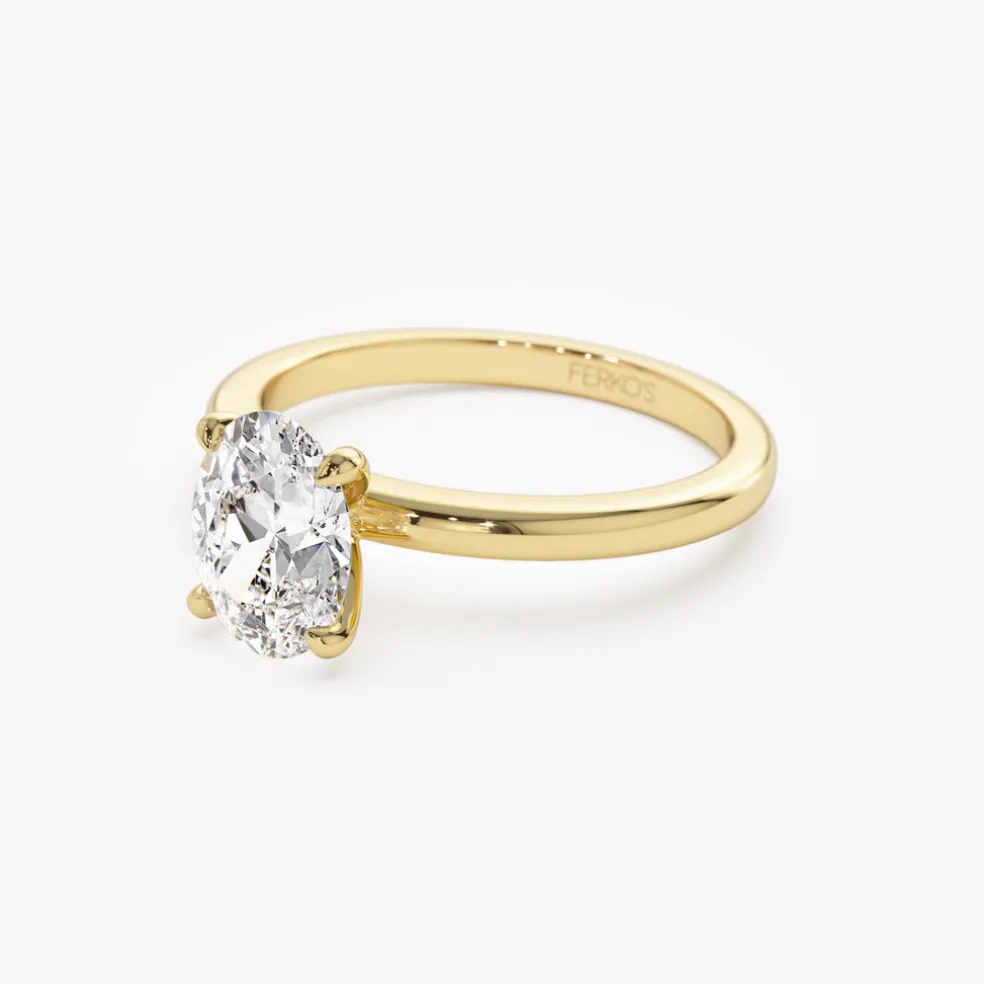 0.75 - 1.50 ctw 14k Four Prong Setting Oval Shaped Lab Grown Diamond Engagement Ring - Valeria