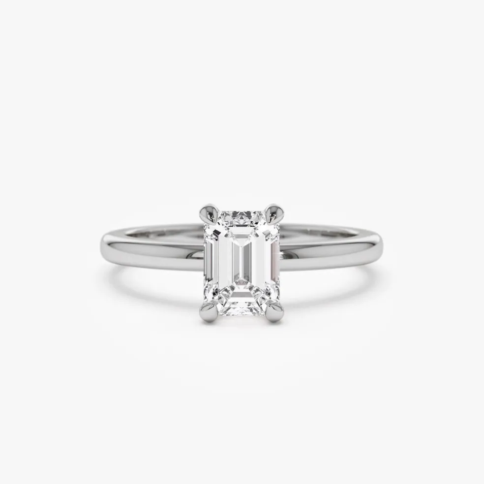 0.75 - 1.50 ctw 14k Four Prong Setting Emerald Cut Lab Grown Diamond Engagement Ring - Esther