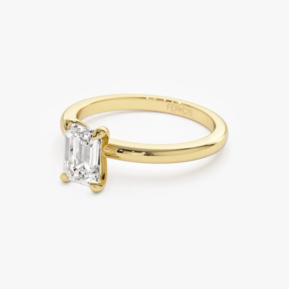 0.75 - 1.50 ctw 14k Four Prong Setting Emerald Cut Lab Grown Diamond Engagement Ring - Esther