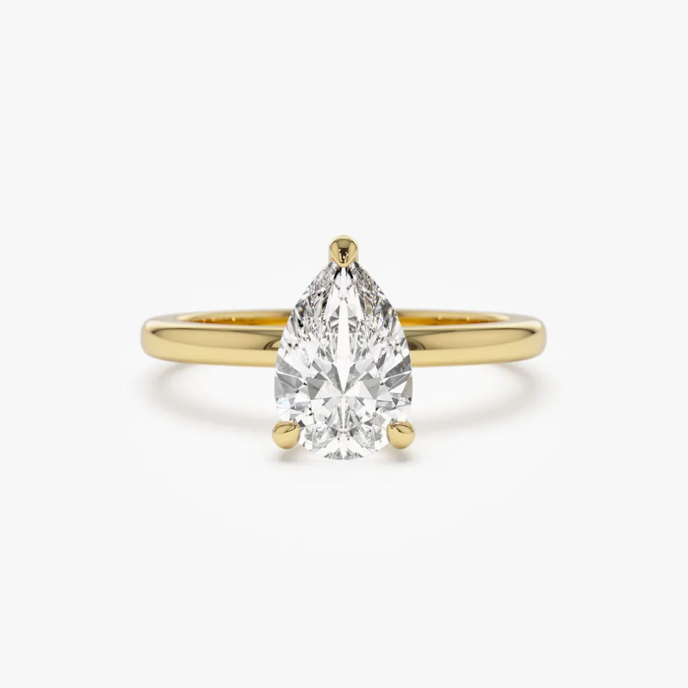 0.75 - 1.50 ctw 14k Prong Setting Pear Shaped Lab Grown Diamond Engagement Ring - Kylie
