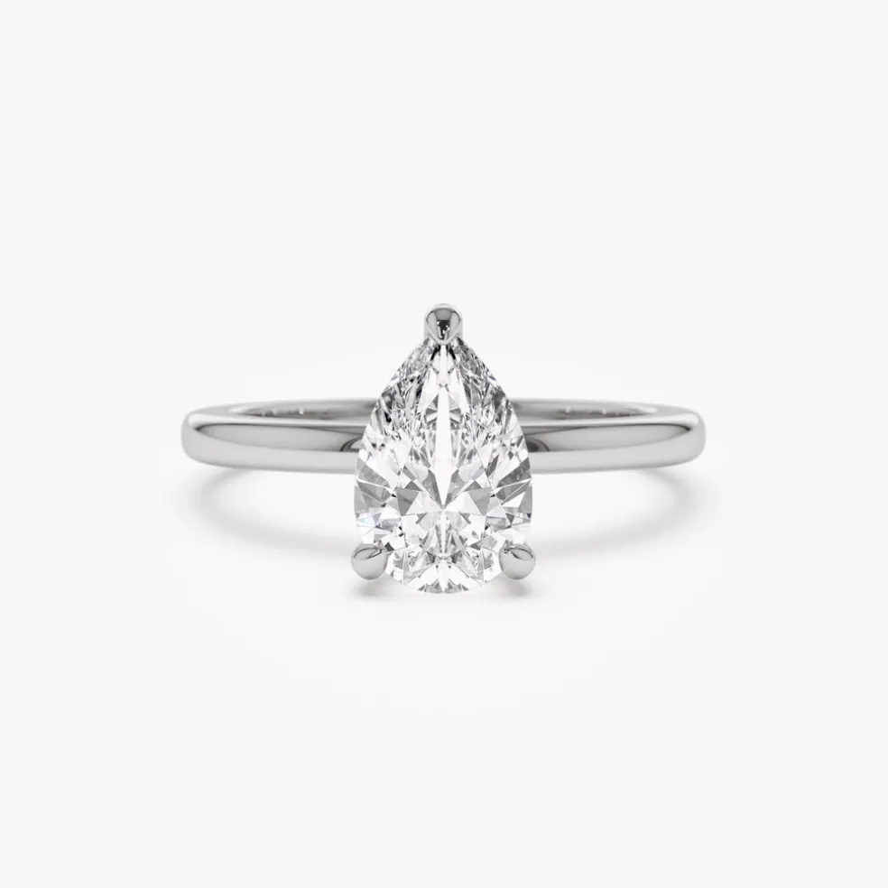 0.75 - 1.50 ctw 14k Prong Setting Pear Shaped Lab Grown Diamond Engagement Ring - Kylie