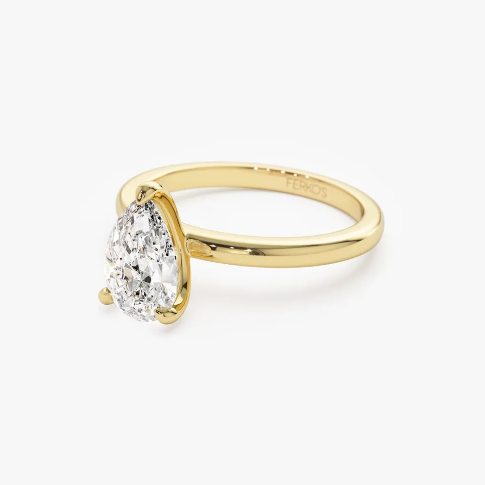0.75 - 1.50 ctw 14k Prong Setting Pear Shaped Lab Grown Diamond Engagement Ring - Kylie