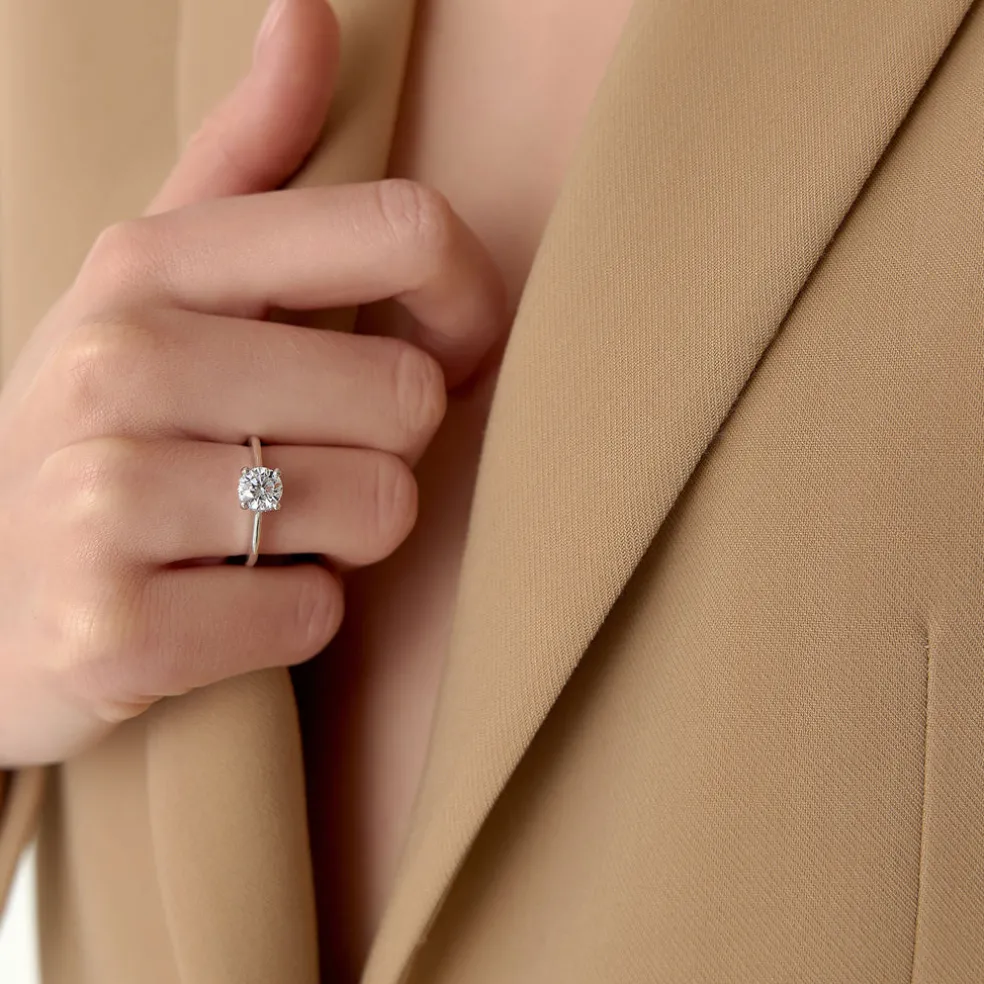 1.00 ctw 14k 4 Prong Basket Setting Round Lab Grown Diamond Engagement Ring - Kate