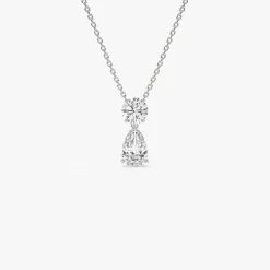 1.25 ctw 14K Basket Setting Pear Shape & Round Cut Lab Grown Diamond Necklace - Lila