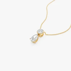 1.25 ctw 14K Basket Setting Pear Shape & Round Cut Lab Grown Diamond Necklace - Lila