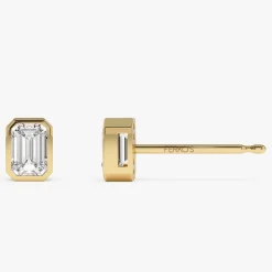 1.00 ctw 14k Bezel Setting Emerald Cut Lab Grown Diamond Studs - Eliana