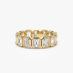 3.50 ctw 14k Bezel Setting Full Eternity Emerald Cut Lab Grown Diamond Wedding Ring - Nova