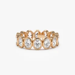 2.75 ctw 14k Bezel Setting Full Eternity Oval Shape Lab Grown Diamond Ring - Ella