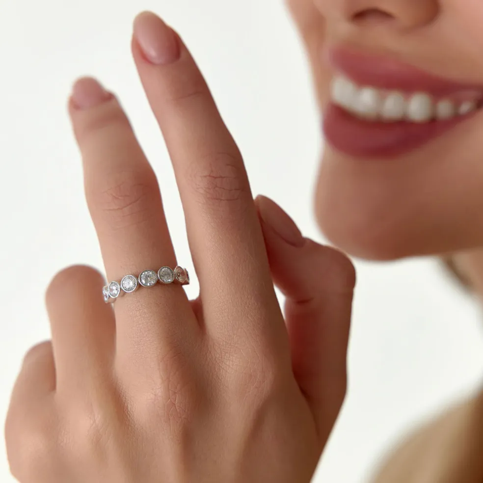 2.95 ctw 14k Bezel Setting Full Eternity Round Lab Grown Diamond Ring - Camila
