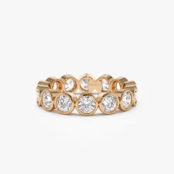2.95 ctw 14k Bezel Setting Full Eternity Round Lab Grown Diamond Ring - Camila