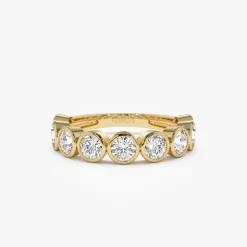 1.75 ctw 14k Bezel Setting Nine Stone Round Lab Grown Diamond Wedding Ring - Lily