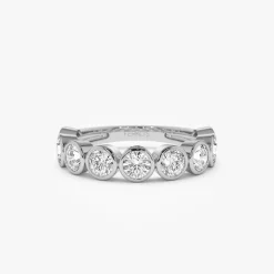 1.75 ctw 14k Bezel Setting Nine Stone Round Lab Grown Diamond Wedding Ring - Lily