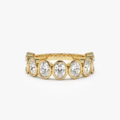 1.75 ctw 14k Bezel Setting Nine Stone Oval Shape Lab Grown Diamond Ring - Sofia