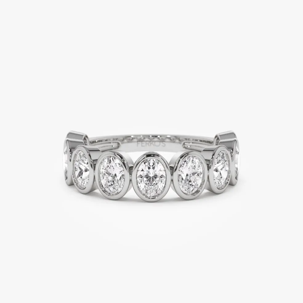 1.75 ctw 14k Bezel Setting Nine Stone Oval Shape Lab Grown Diamond Ring - Sofia