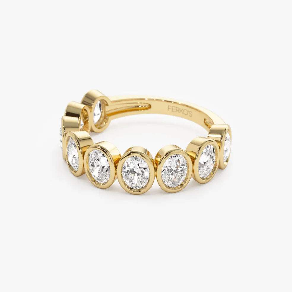 1.75 ctw 14k Bezel Setting Nine Stone Oval Shape Lab Grown Diamond Ring - Sofia