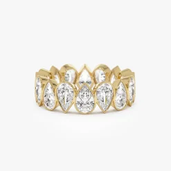 3.15 ctw 14k Bezel Setting Pear Shaped Lab Grown Diamond Eternity Ring - Lainey
