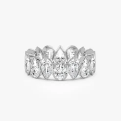 3.15 ctw 14k Bezel Setting Pear Shaped Lab Grown Diamond Eternity Ring - Lainey