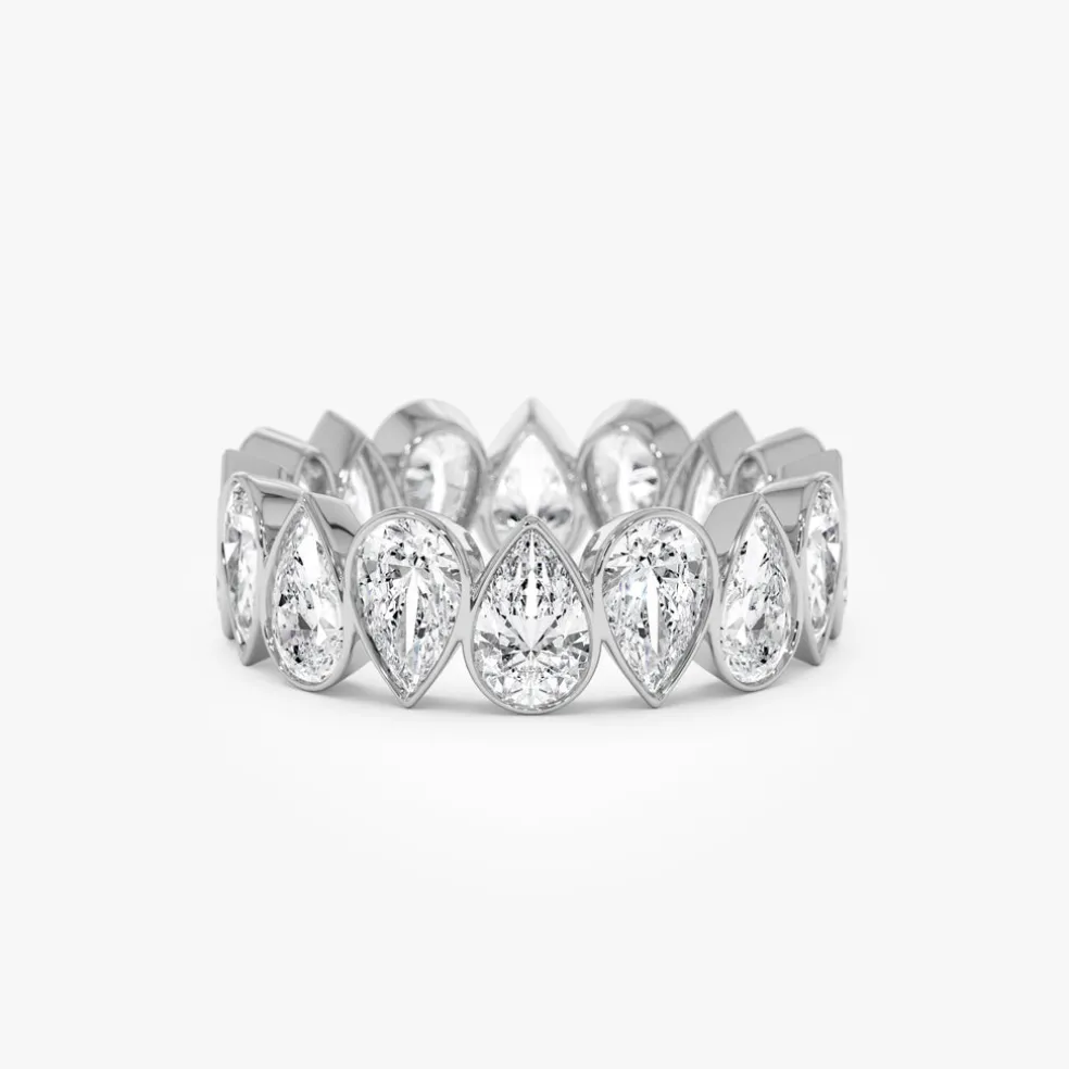 3.15 ctw 14k Bezel Setting Pear Shaped Lab Grown Diamond Eternity Ring - Lainey