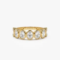 1.45 ctw 14k Bezel Setting Seven Stone Oval Shape Lab Grown Diamond Ring - Avery