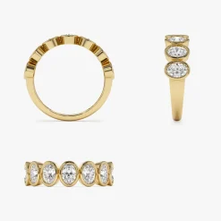 1.45 ctw 14k Bezel Setting Seven Stone Oval Shape Lab Grown Diamond Ring - Avery
