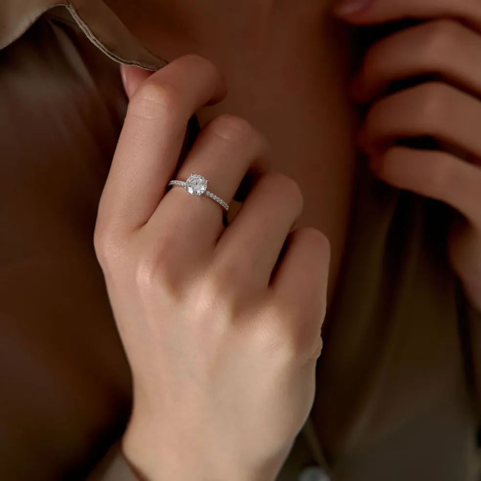 1.15 ctw 14k Classic Basket Setting Lab Grown Round Diamond Engagement Ring - Violet