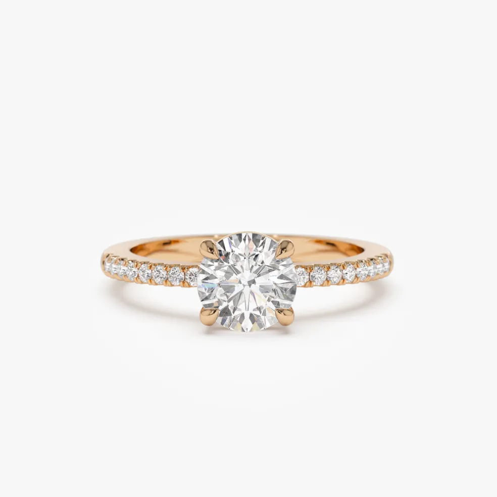 1.15 ctw 14k Classic Basket Setting Lab Grown Round Diamond Engagement Ring - Violet