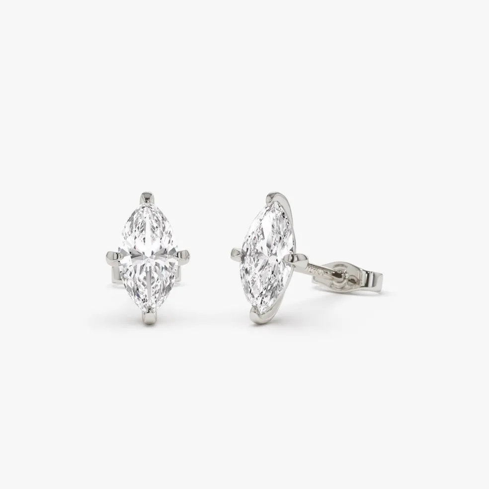 1.00 ctw 14k Classic Four Prong Marquise Shape Lab Grown Diamond Studs - Leah