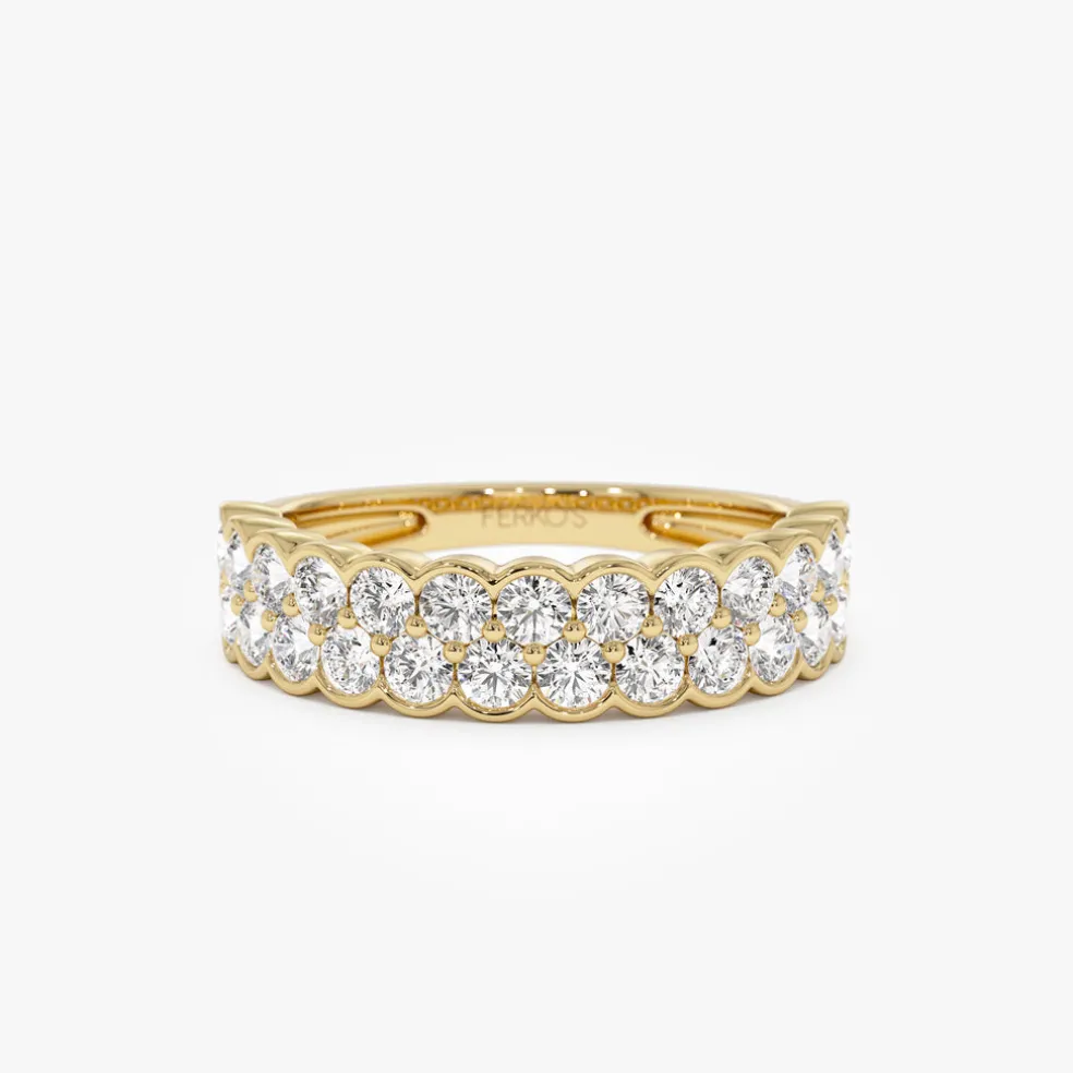 1.25 ctw 14k Double Row Half Bezel Lab Grown Diamond Ring - Sadie