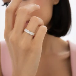 1.25 ctw 14k Double Row Half Bezel Lab Grown Diamond Ring - Sadie