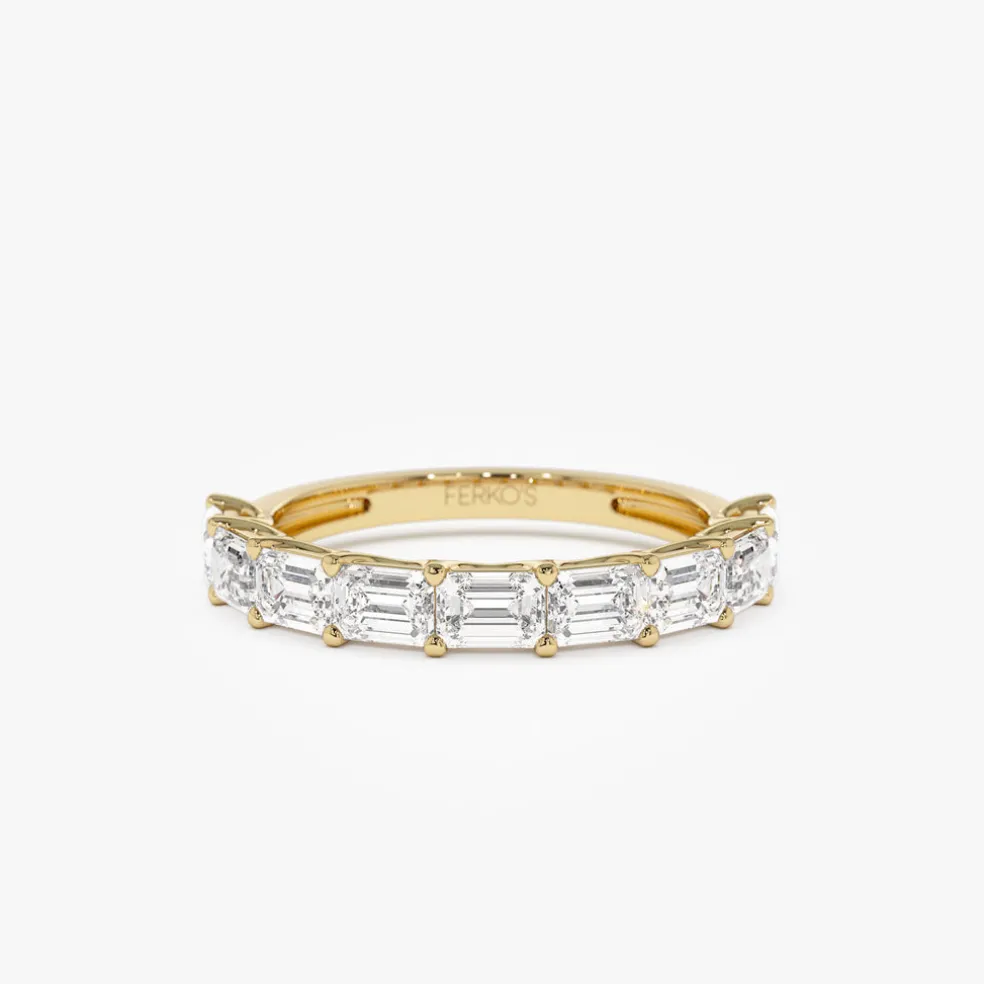 1.70 ctw 14k East West Prong Setting Nine Stone Emerald Cut Lab Grown Diamond Wedding Ring - Haley