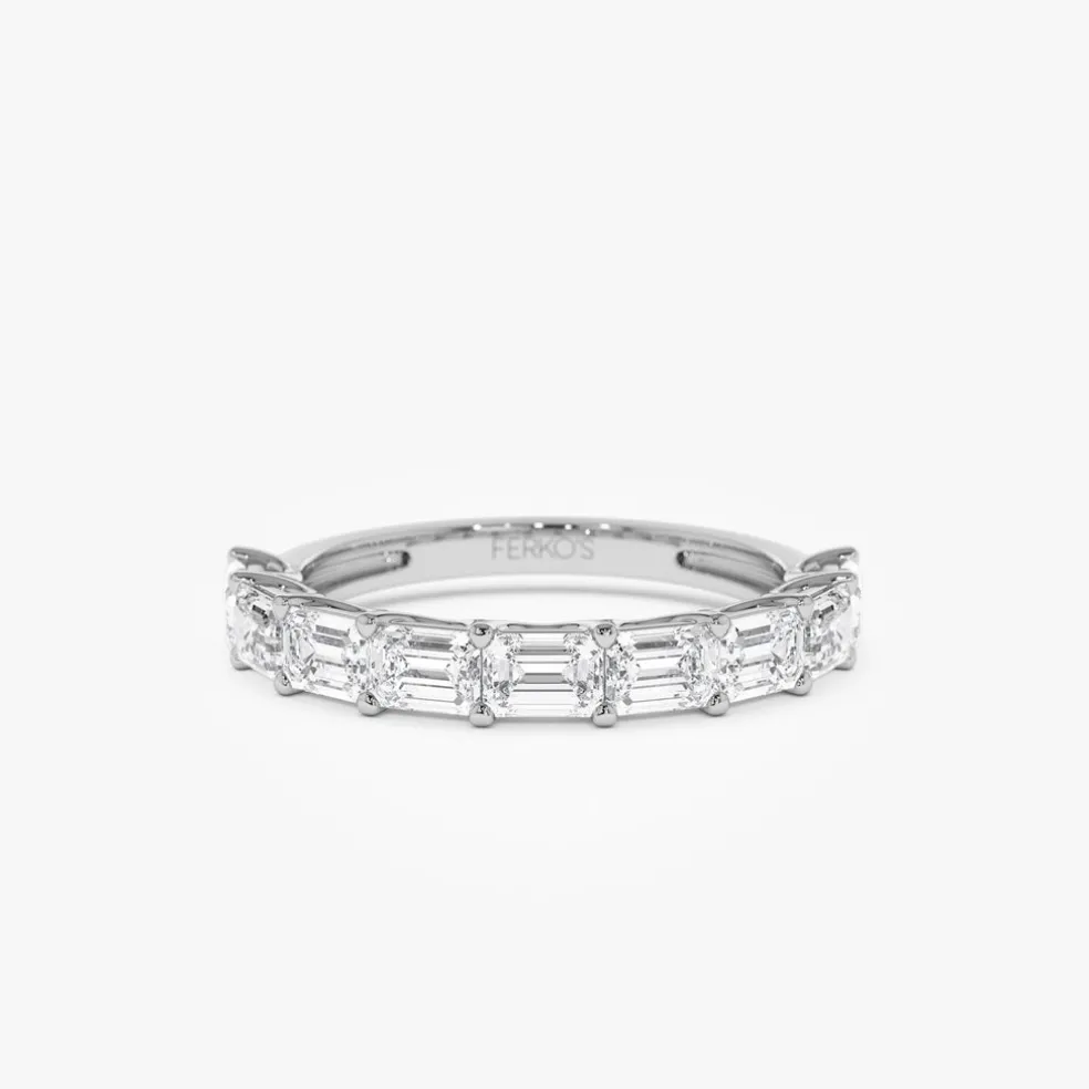 1.70 ctw 14k East West Prong Setting Nine Stone Emerald Cut Lab Grown Diamond Wedding Ring - Haley