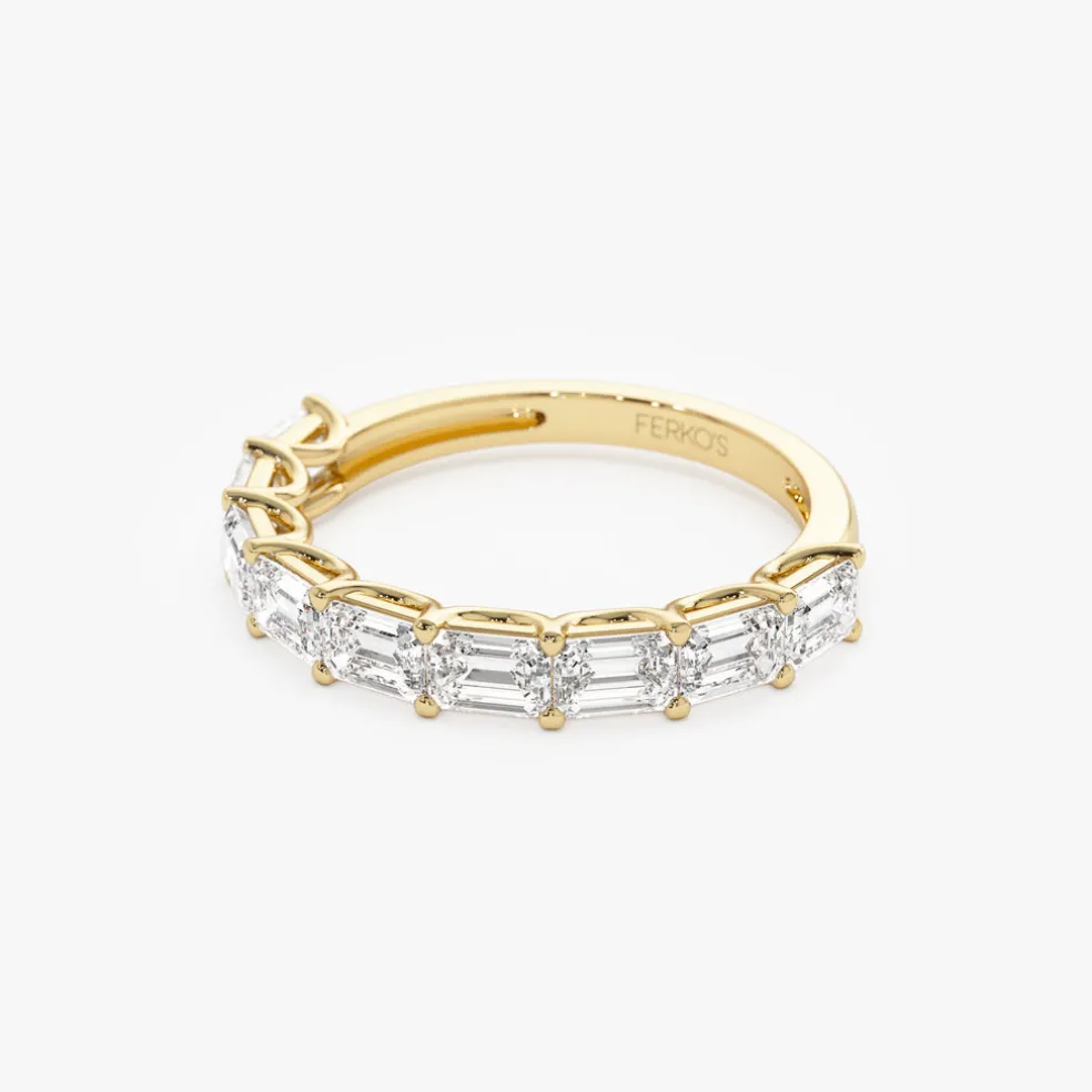 1.70 ctw 14k East West Prong Setting Nine Stone Emerald Cut Lab Grown Diamond Wedding Ring - Haley