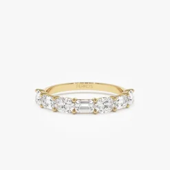 1.30 ctw 14k East West Prong Setting Seven Stone Oval & Emerald Cut Lab Grown Diamond Ring - Jayleen
