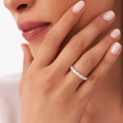 1.30 ctw 14k East West Prong Setting Seven Stone Oval & Emerald Cut Lab Grown Diamond Ring - Jayleen