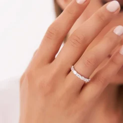 1.30 ctw 14k East West Prong Setting Seven Stone Oval & Emerald Cut Lab Grown Diamond Ring - Jayleen