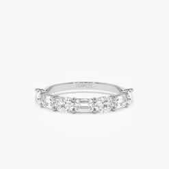1.30 ctw 14k East West Prong Setting Seven Stone Oval & Emerald Cut Lab Grown Diamond Ring - Jayleen