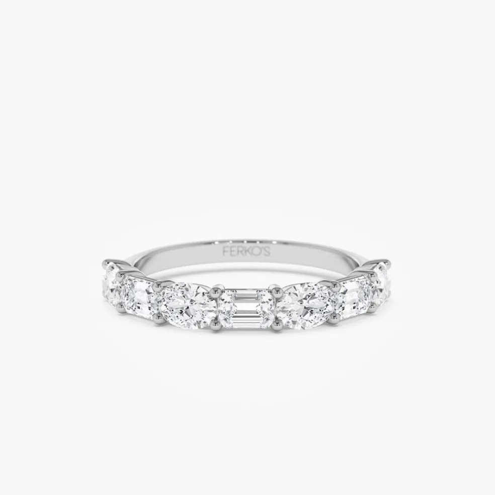 1.30 ctw 14k East West Prong Setting Seven Stone Oval & Emerald Cut Lab Grown Diamond Ring - Jayleen