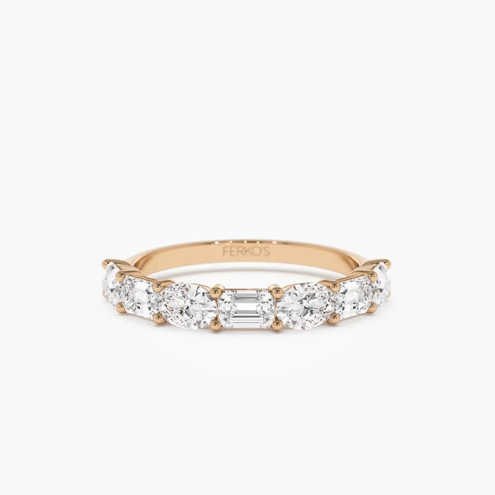 1.30 ctw 14k East West Prong Setting Seven Stone Oval & Emerald Cut Lab Grown Diamond Ring - Jayleen